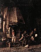 OSTADE, Adriaen Jansz. van Interior of a Farmhouse with Skaters ag oil painting artist